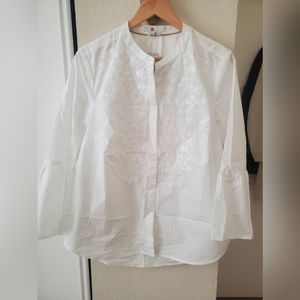 White Embroidered Boden Button Down